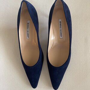 Manolo Blahnik Navy Suede Heels